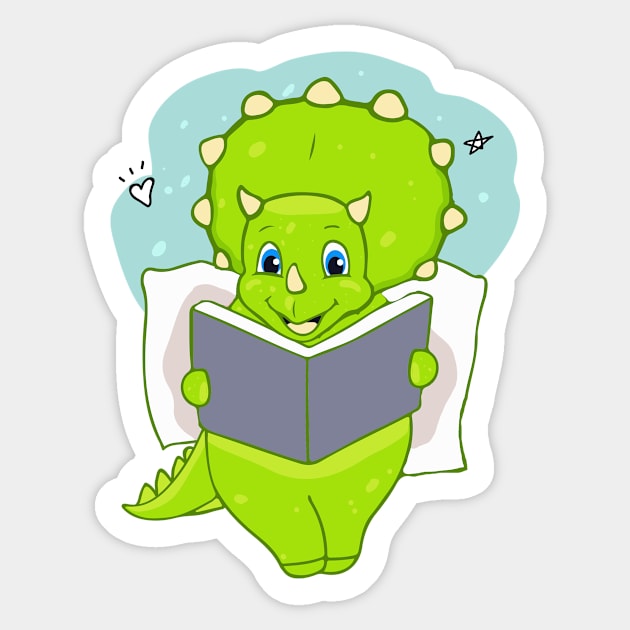 Book Reading Dinosaur Sticker by iHeartDinosaurs